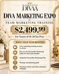 Diva Marketing Expo team marketing training for 10–20 tax professionals, $2,499.99